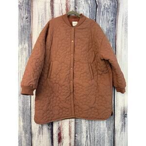 Petal Dew Quilted Puffer Jacket Burnt Orange Mid Length Size XL